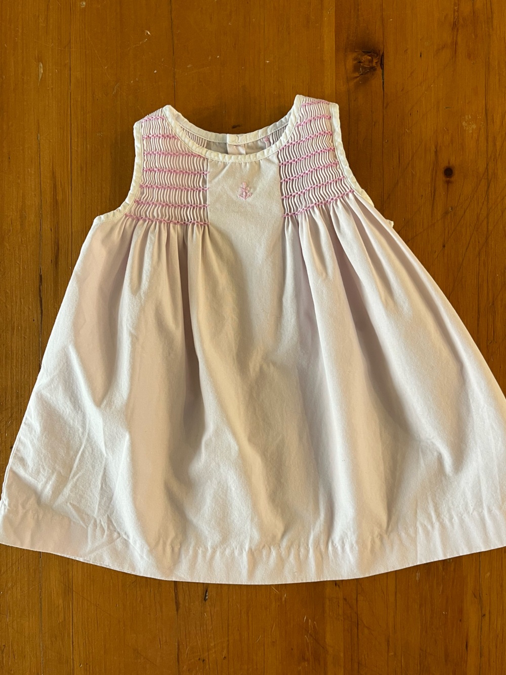 Jacadi Paris Pale Pink Smocked Cotton Dress with Anchor Embroidery